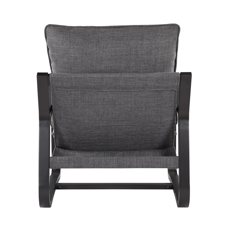 Pemberly Row Sling Chair Upholstered in Charcoal Gray Fabric with Metal Frame