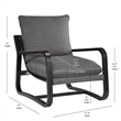 Pemberly Row Sling Chair Upholstered in Charcoal Gray Fabric with Metal Frame