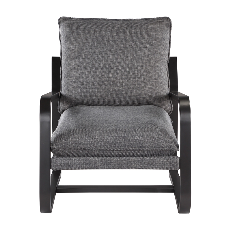 Pemberly Row Sling Chair Upholstered in Charcoal Gray Fabric with Metal Frame