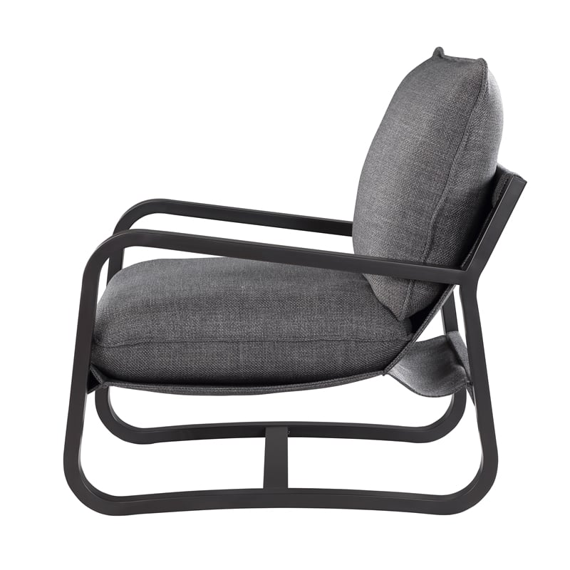 Pemberly Row Sling Chair Upholstered in Charcoal Gray Fabric with Metal Frame