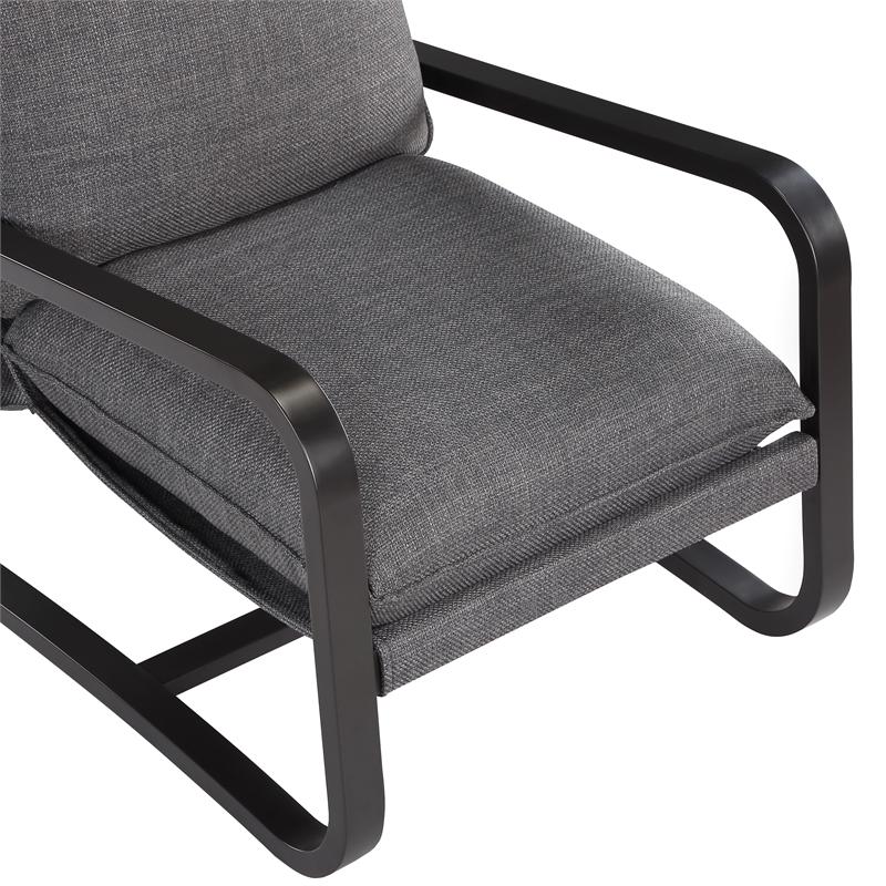 Pemberly Row Sling Chair Upholstered in Charcoal Gray Fabric with Metal Frame