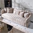 Pemberly Row Contemporary Sofa with Five Accent Pillows- Opal / Gold