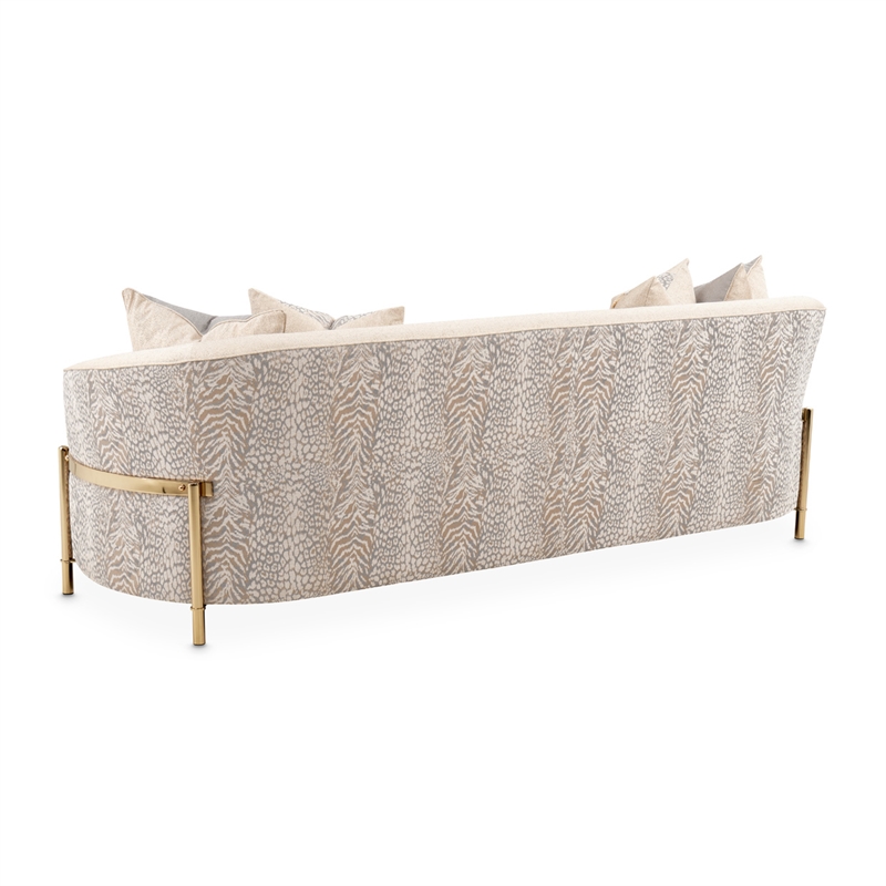 Pemberly Row Contemporary Sofa with Five Accent Pillows- Opal / Gold