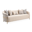 Pemberly Row Contemporary Sofa with Five Accent Pillows- Opal / Gold