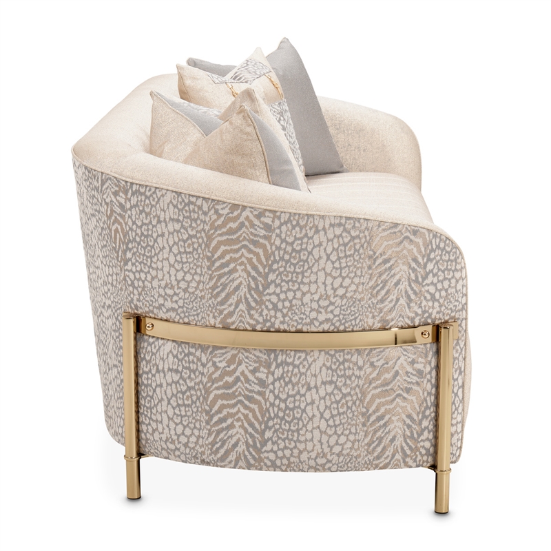 Pemberly Row Contemporary Sofa with Five Accent Pillows- Opal / Gold