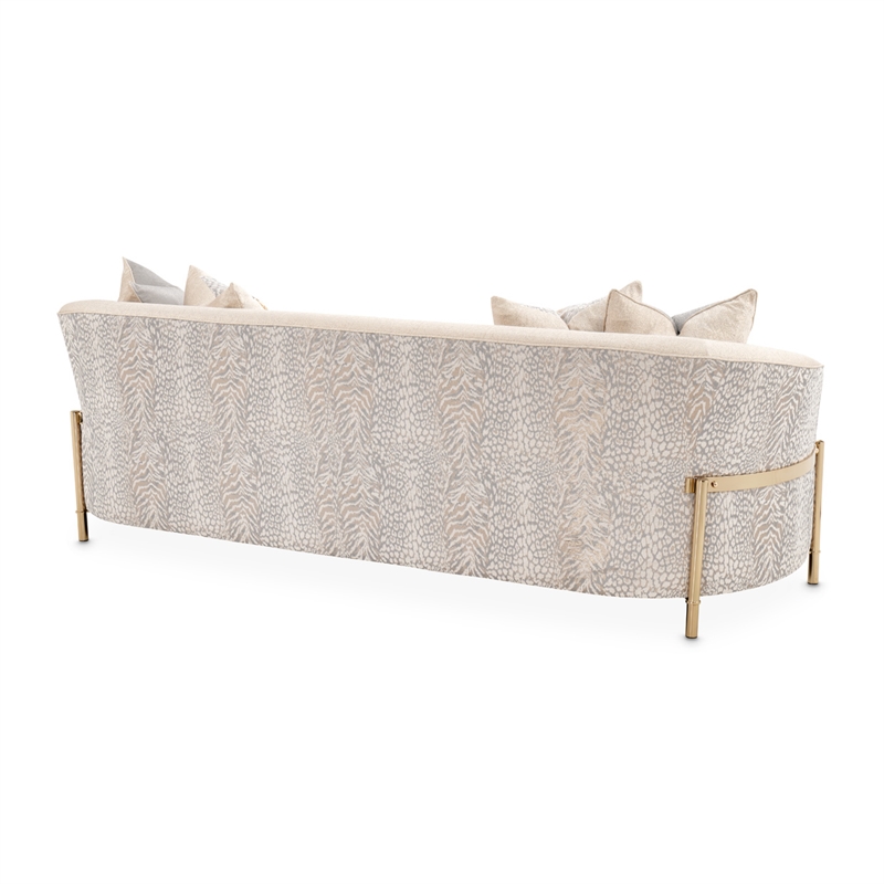 Pemberly Row Contemporary Sofa with Five Accent Pillows- Opal / Gold