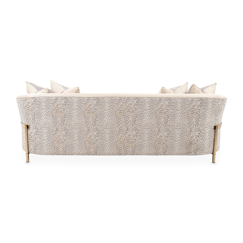Pemberly Row Contemporary Sofa with Five Accent Pillows- Opal / Gold