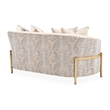 Pemberly Row Contemporary Transitional Loveseat in Opal  /  Gold