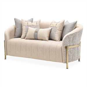 Pemberly Row Contemporary Transitional Loveseat in Opal  /  Gold