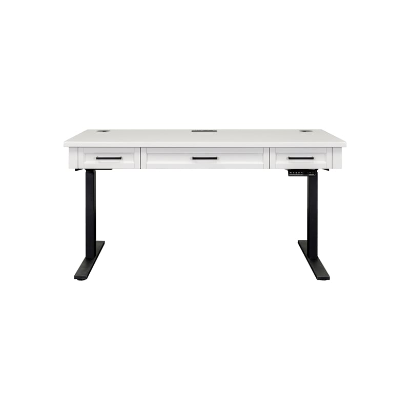 Pemberly Row Wood Electric Sit/Stand Desk Height Adjustable Table Desk White