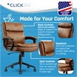 Pemberly Row Ergonomic Mid Back Desk Chair Bonded Leather Cognac
