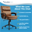 Pemberly Row Ergonomic Mid Back Desk Chair Bonded Leather Cognac