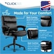 Pemberly Row Ergonomic Mid Back Desk Chair Bonded Leather Black