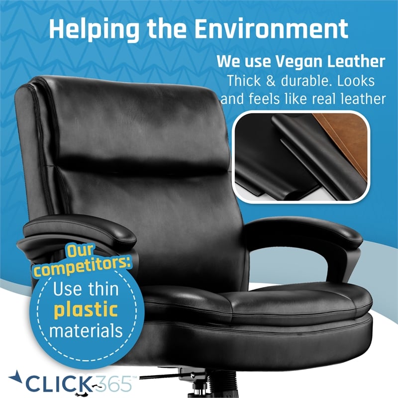 Pemberly Row Ergonomic Mid Back Desk Chair Bonded Leather Black
