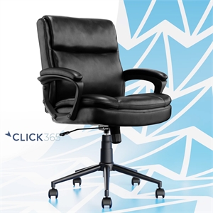 Pemberly Row Ergonomic Mid Back Desk Chair Bonded Leather Black
