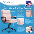 Pemberly Row Modern Ergonomic Mid Back Desk Chair Fabric Pink