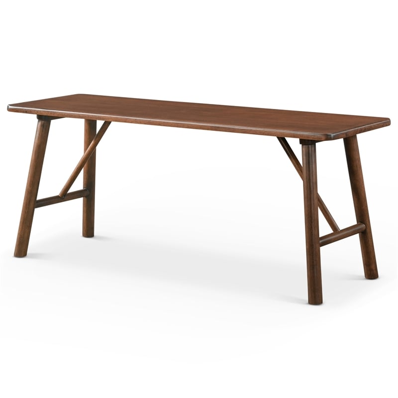 Pemberly Row Mid Century Modern Solid Wood Walnut Dining Bench