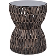 Pemberley Row Woven Water Hyacinth Brown Side Table Hourglass Removable Lid