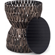 Pemberley Row Woven Water Hyacinth Brown Side Table Hourglass Removable Lid