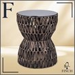 Pemberley Row Woven Water Hyacinth Brown Side Table Hourglass Removable Lid