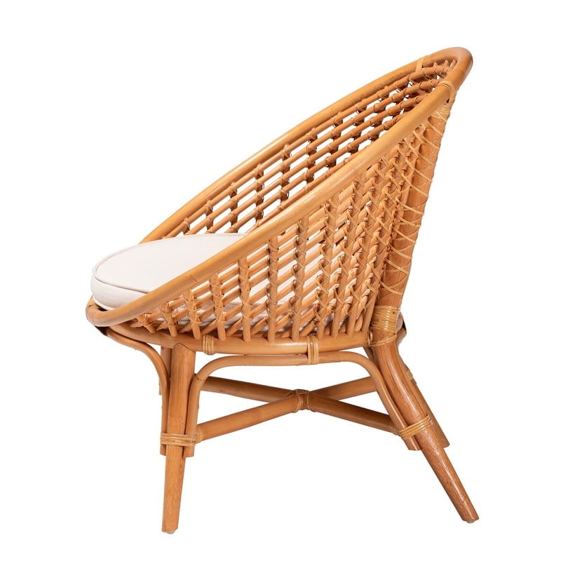 Pemberly Row Contemporary Bohemian Natural Rattan Accent Chair