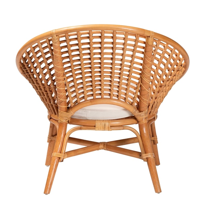 Pemberly Row Contemporary Bohemian Natural Rattan Accent Chair