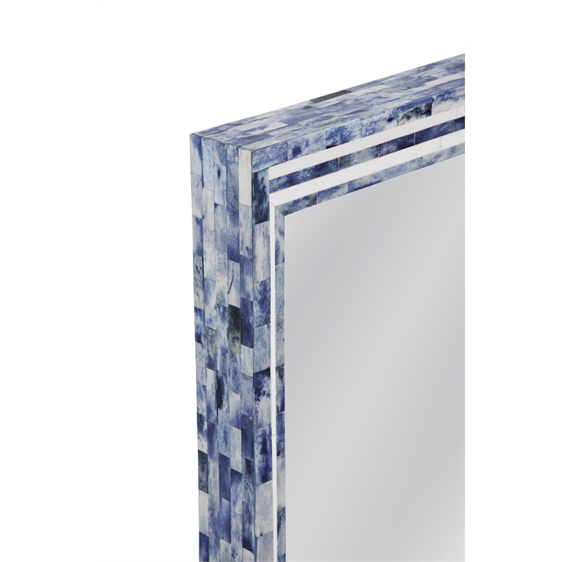 Pemberly Row Wall Mirror in Blue and Cream Resin and Bone Frame