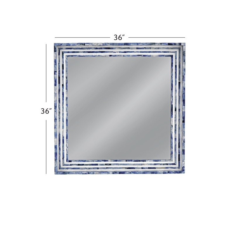 Pemberly Row Wall Mirror in Blue and Cream Resin and Bone Frame