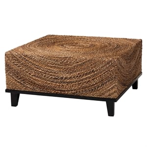 Pemberly Row Contemporary Bohemian Natural Seagrass Coffee Table