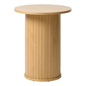 Pemberly Row Modern 20&quot Round Pedestal End Table in Natural Oak