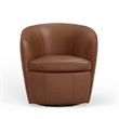 Pemberly Row Vintage Whiskey Italian Leather Swivel Club Chair Two Pack