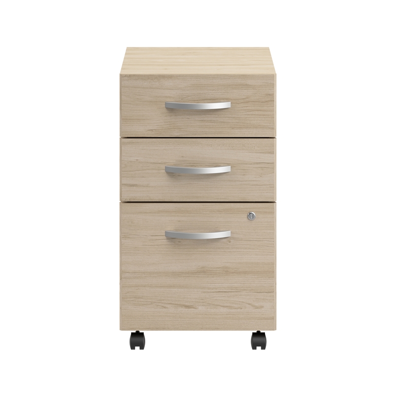 Pemberly Row 3 Drawer Mobile File Cabinet in Natural Elm - Engineered Wood