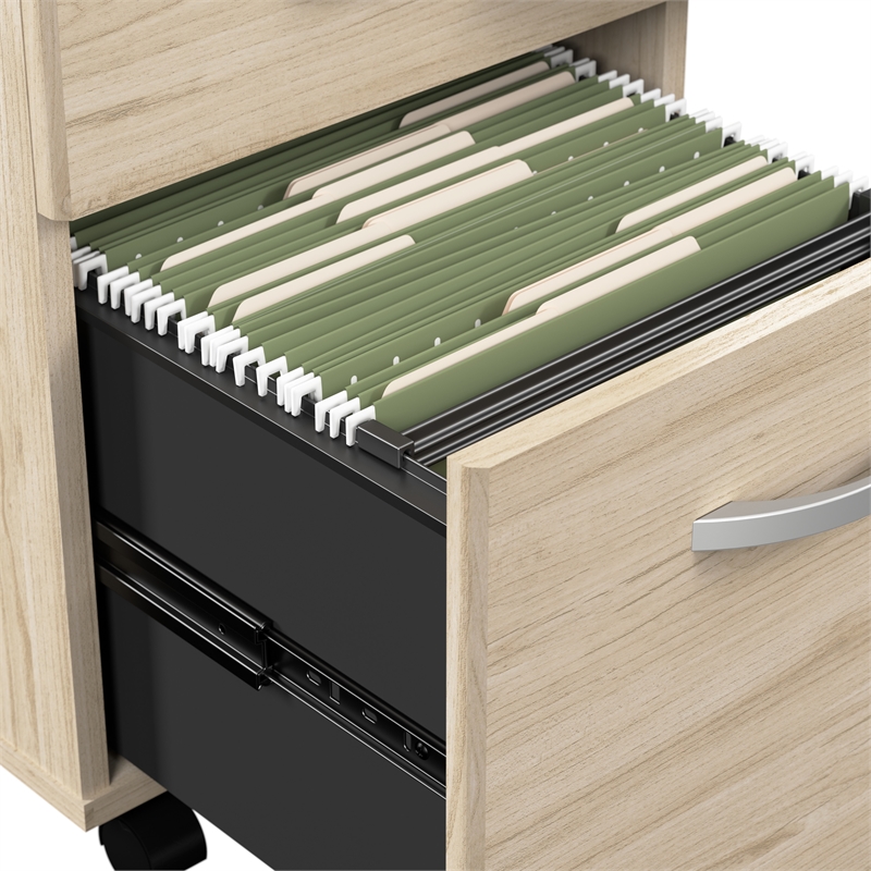 Pemberly Row 3 Drawer Mobile File Cabinet in Natural Elm - Engineered Wood