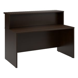 Pemberly Row 60W x 30D Reception Desk with Shelf in Mocha Cherry - Wood