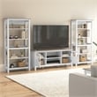 Pemberly Row Farmhouse 60W TV Stand with Bookcases - Engineered Wood
