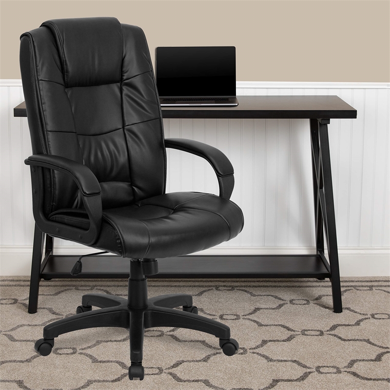 Pemberly Row Modern Executive Office Chair with High Back in Black