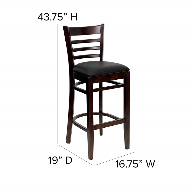 Pemberly Row Wood Restaurant Bar Stool in Black and Mahogany
