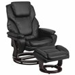Pemberly Row Recliner and Ottoman with Mahogany Base in Black