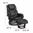 Pemberly Row Recliner and Ottoman with Mahogany Base in Black