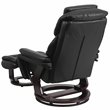 Pemberly Row Recliner and Ottoman with Mahogany Base in Black