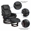Pemberly Row Recliner and Ottoman with Mahogany Base in Black