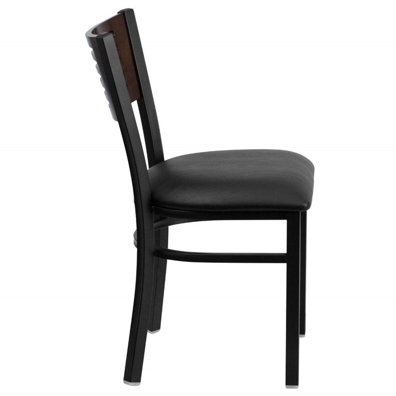 Pemberly Row Metal Restaurant Dining Chair in Black and Mahogany