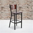 Pemberly Row Metal Restaurant Bar Stool in Black and Mahogany