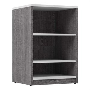 Pemberly Row 20W Nightstand in Bark Gray and White - Engineered Wood