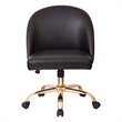 Pemberly Row Mid Back Office Chair in Black PU with Gold Finish Base