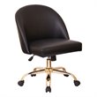 Pemberly Row Mid Back Office Chair in Black PU with Gold Finish Base