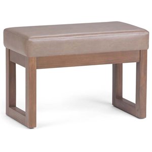 Pemberly Row 27&quot Contemporary Footstool Ottoman Bench in Ash Blonde Faux Leather