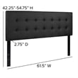 Pemberly Row Modern Upholstered Queen Panel Headboard in Black