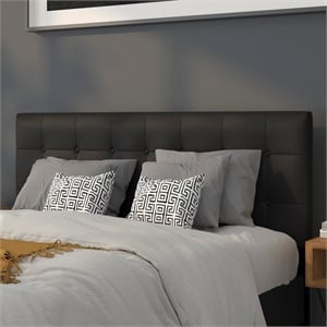 Pemberly Row Modern Upholstered Queen Panel Headboard in Black