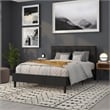 Pemberly Row Modern Upholstered Queen Panel Headboard in Black